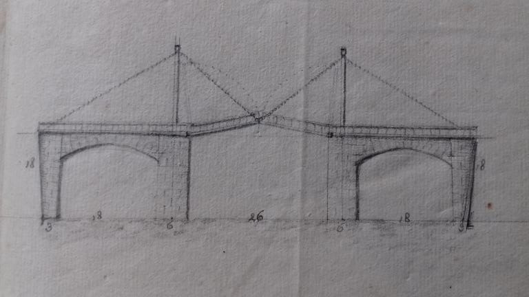 Le pont tournant. Projet 1832. Arch. mun. Morlaix